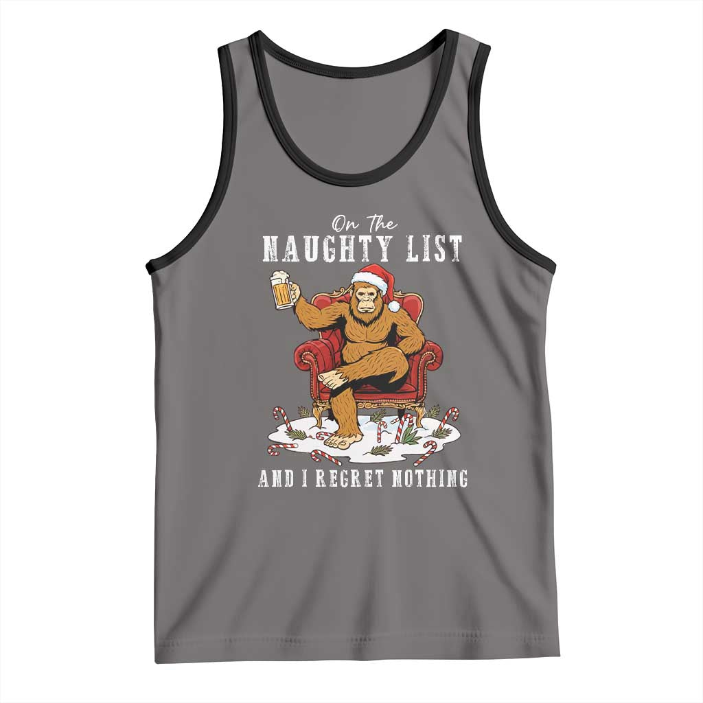Funny Bigfoot Christmas Tank Top On The Naughty List And I Regret Nothing - Wonder Print Shop