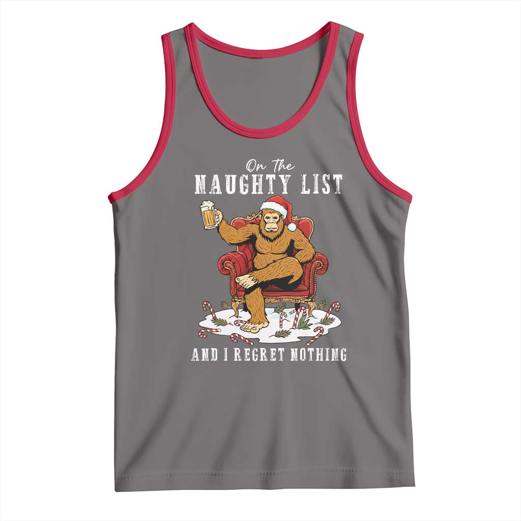 Funny Bigfoot Christmas Tank Top On The Naughty List And I Regret Nothing - Wonder Print Shop