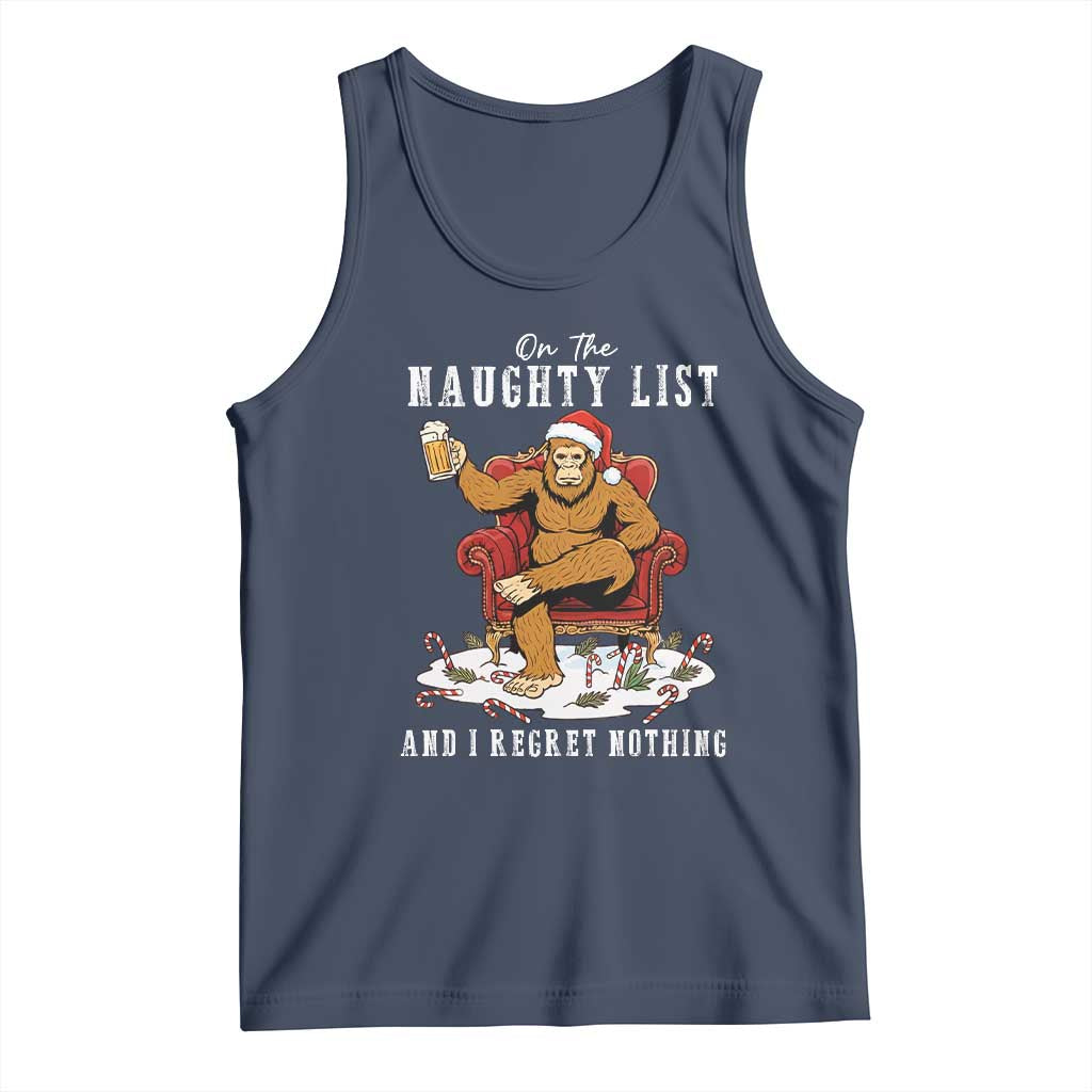 Funny Bigfoot Christmas Tank Top On The Naughty List And I Regret Nothing - Wonder Print Shop