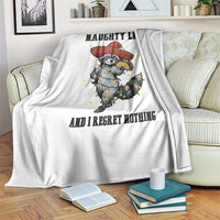 Funny Mexican Racoon Taco Christmas Throw Blanket On The Naughty List And I Regret Nothing - Wonder Print Shop