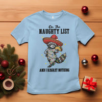 Funny Mexican Racoon Taco Christmas T Shirt On The Naughty List And I Regret Nothing - Wonder Print Shop