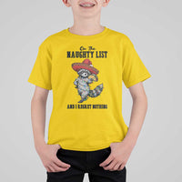 Funny Mexican Racoon Taco Christmas T Shirt For Kid On The Naughty List And I Regret Nothing - Wonder Print Shop