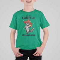 Funny Mexican Racoon Taco Christmas T Shirt For Kid On The Naughty List And I Regret Nothing - Wonder Print Shop