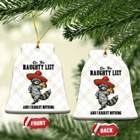Funny Mexican Racoon Taco Xmas Ceramic Ornament On The Naughty List And I Regret Nothing - Wonder Print Shop
