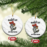 Funny Mexican Racoon Taco Xmas Ceramic Ornament On The Naughty List And I Regret Nothing - Wonder Print Shop