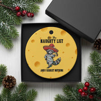 Funny Mexican Racoon Taco Xmas Ceramic Ornament On The Naughty List And I Regret Nothing - Wonder Print Shop