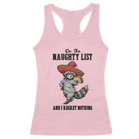 Funny Mexican Racoon Taco Christmas Racerback Tank Top On The Naughty List And I Regret Nothing - Wonder Print Shop