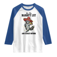 Funny Mexican Racoon Taco Christmas Raglan Shirt On The Naughty List And I Regret Nothing - Wonder Print Shop