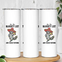 Funny Mexican Racoon Taco Christmas Skinny Tumbler On The Naughty List And I Regret Nothing - Wonder Print Shop