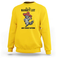 Funny Mexican Racoon Taco Christmas Sweatshirt On The Naughty List And I Regret Nothing - Wonder Print Shop