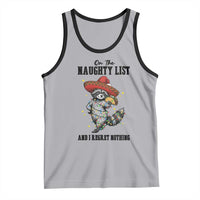 Funny Mexican Racoon Taco Christmas Tank Top On The Naughty List And I Regret Nothing - Wonder Print Shop