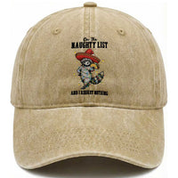 Funny Mexican Racoon Taco Christmas Washed Cotton Baseball Cap On The Naughty List And I Regret Nothing