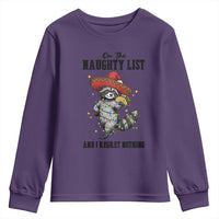 Funny Mexican Racoon Taco Christmas Youth Sweatshirt On The Naughty List And I Regret Nothing - Wonder Print Shop