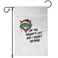 Funny Cat Green Christmas Garden Flag On The Naughty List And I Regret Nothing - Wonder Print Shop
