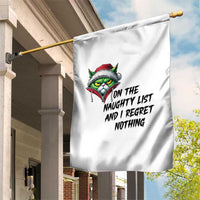 Funny Cat Green Christmas Garden Flag On The Naughty List And I Regret Nothing - Wonder Print Shop