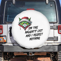 Funny Cat Green Christmas Spare Tire Cover On The Naughty List And I Regret Nothing - Wonder Print Shop
