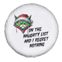 Funny Cat Green Christmas Spare Tire Cover On The Naughty List And I Regret Nothing - Wonder Print Shop