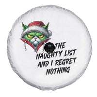 Funny Cat Green Christmas Spare Tire Cover On The Naughty List And I Regret Nothing - Wonder Print Shop