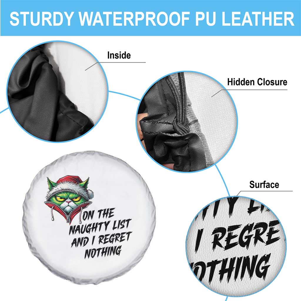 Funny Cat Green Christmas Spare Tire Cover On The Naughty List And I Regret Nothing - Wonder Print Shop