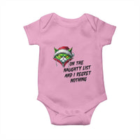Funny Cat Green Christmas Baby Onesie On The Naughty List And I Regret Nothing - Wonder Print Shop