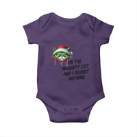 Funny Cat Green Christmas Baby Onesie On The Naughty List And I Regret Nothing - Wonder Print Shop