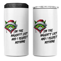 Funny Cat Green Christmas 4 in 1 Can Cooler Tumbler On The Naughty List And I Regret Nothing - Wonder Print Shop