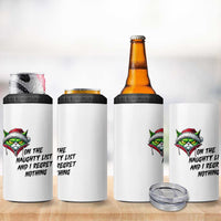 Funny Cat Green Christmas 4 in 1 Can Cooler Tumbler On The Naughty List And I Regret Nothing - Wonder Print Shop