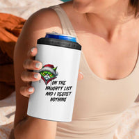 Funny Cat Green Christmas 4 in 1 Can Cooler Tumbler On The Naughty List And I Regret Nothing - Wonder Print Shop