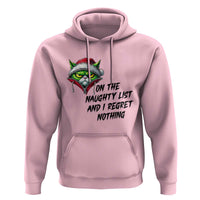 Funny Cat Green Christmas Hoodie On The Naughty List And I Regret Nothing - Wonder Print Shop
