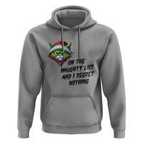 Funny Cat Green Christmas Hoodie On The Naughty List And I Regret Nothing - Wonder Print Shop
