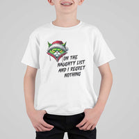 Funny Cat Green Christmas T Shirt For Kid On The Naughty List And I Regret Nothing - Wonder Print Shop