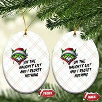 Funny Cat Green Xmas Ceramic Ornament On The Naughty List And I Regret Nothing - Wonder Print Shop