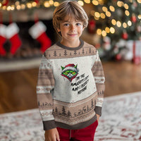 Funny Cat Green Xmas Ugly Christmas Sweater On The Naughty List And I Regret Nothing - Wonder Print Shop