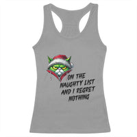 Funny Cat Green Christmas Racerback Tank Top On The Naughty List And I Regret Nothing - Wonder Print Shop