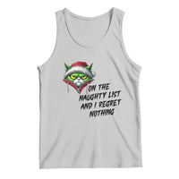 Funny Cat Green Christmas Tank Top On The Naughty List And I Regret Nothing - Wonder Print Shop