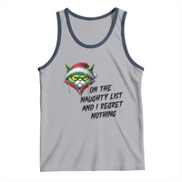 Funny Cat Green Christmas Tank Top On The Naughty List And I Regret Nothing - Wonder Print Shop