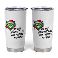 Funny Cat Green Christmas Tumbler Cup On The Naughty List And I Regret Nothing - Wonder Print Shop