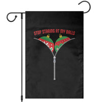 Funny Dirty Christmas Garden Flag Stop Staring At My Balls - Wonder Print Shop