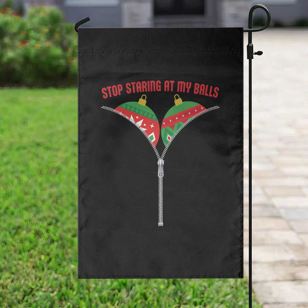 Funny Dirty Christmas Garden Flag Stop Staring At My Balls - Wonder Print Shop