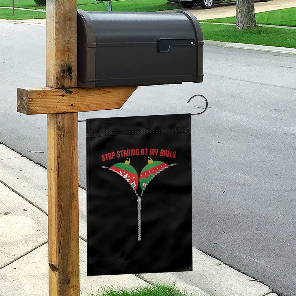 Funny Dirty Christmas Garden Flag Stop Staring At My Balls - Wonder Print Shop