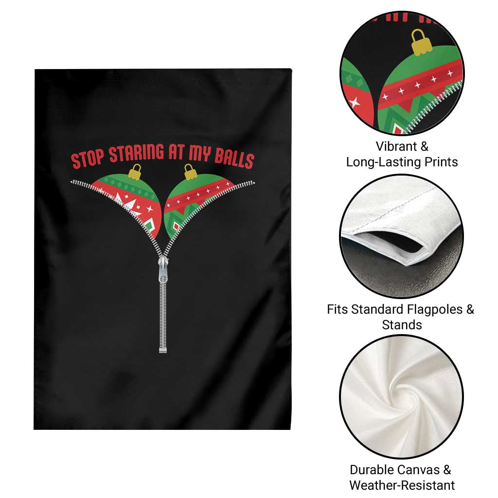 Funny Dirty Christmas Garden Flag Stop Staring At My Balls - Wonder Print Shop
