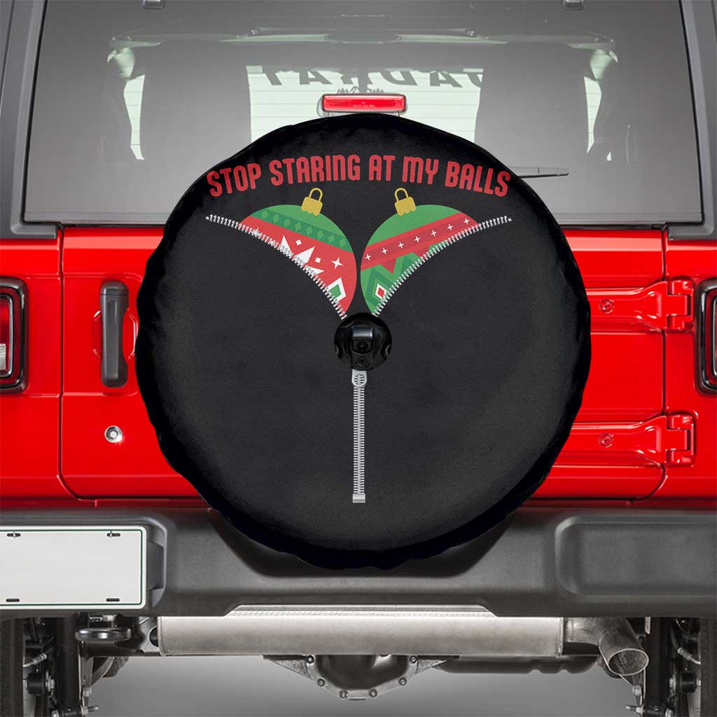 Funny Dirty Christmas Spare Tire Cover Stop Staring At My Balls - Wonder Print Shop