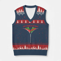 Funny Dirty Xmas V-Neck Knit Sweater Vest Stop Staring At My Balls - Wonder Print Shop