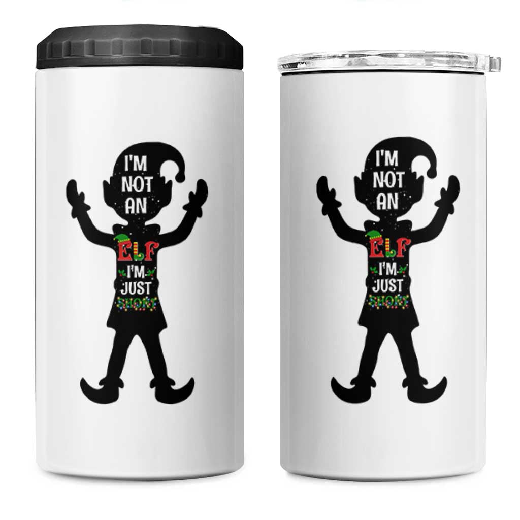 Funny Christmas Matching Family 4 in 1 Can Cooler Tumbler I Am Not An Elf Im Just Short - Wonder Print Shop
