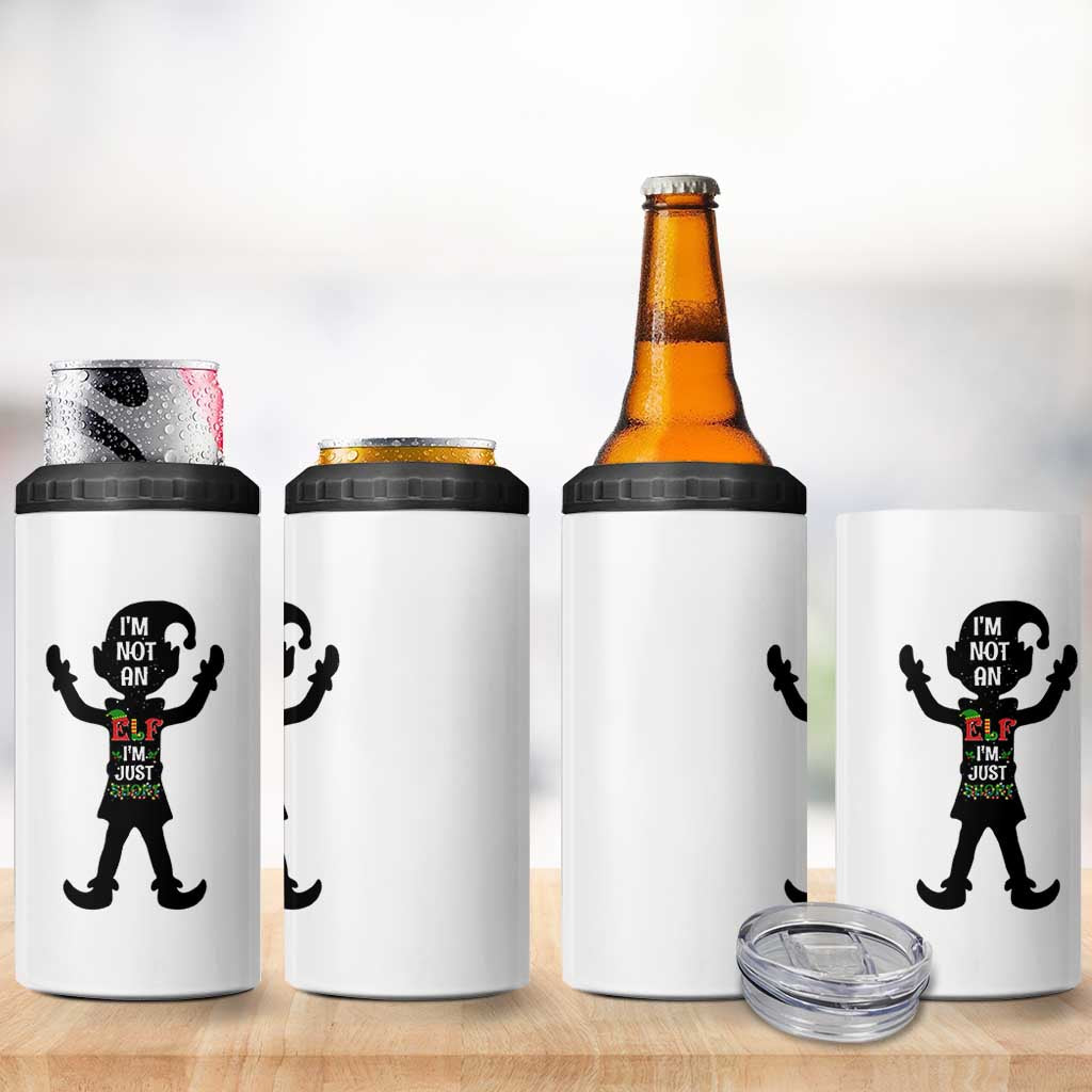 Funny Christmas Matching Family 4 in 1 Can Cooler Tumbler I Am Not An Elf Im Just Short - Wonder Print Shop