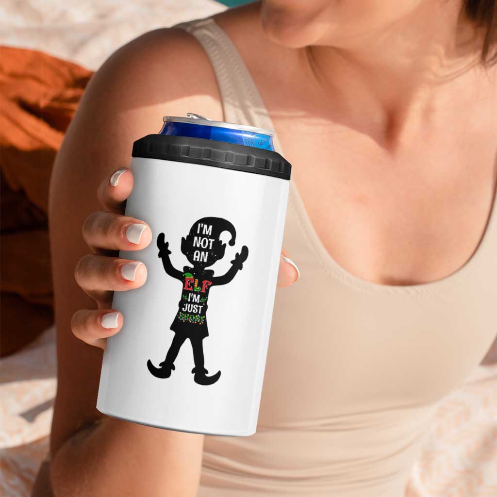 Funny Christmas Matching Family 4 in 1 Can Cooler Tumbler I Am Not An Elf Im Just Short - Wonder Print Shop