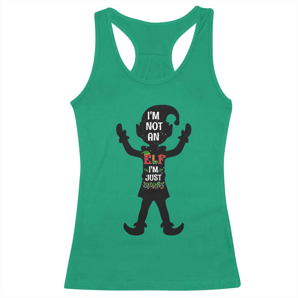 Funny Christmas Matching Family Racerback Tank Top I Am Not An Elf Im Just Short - Wonder Print Shop
