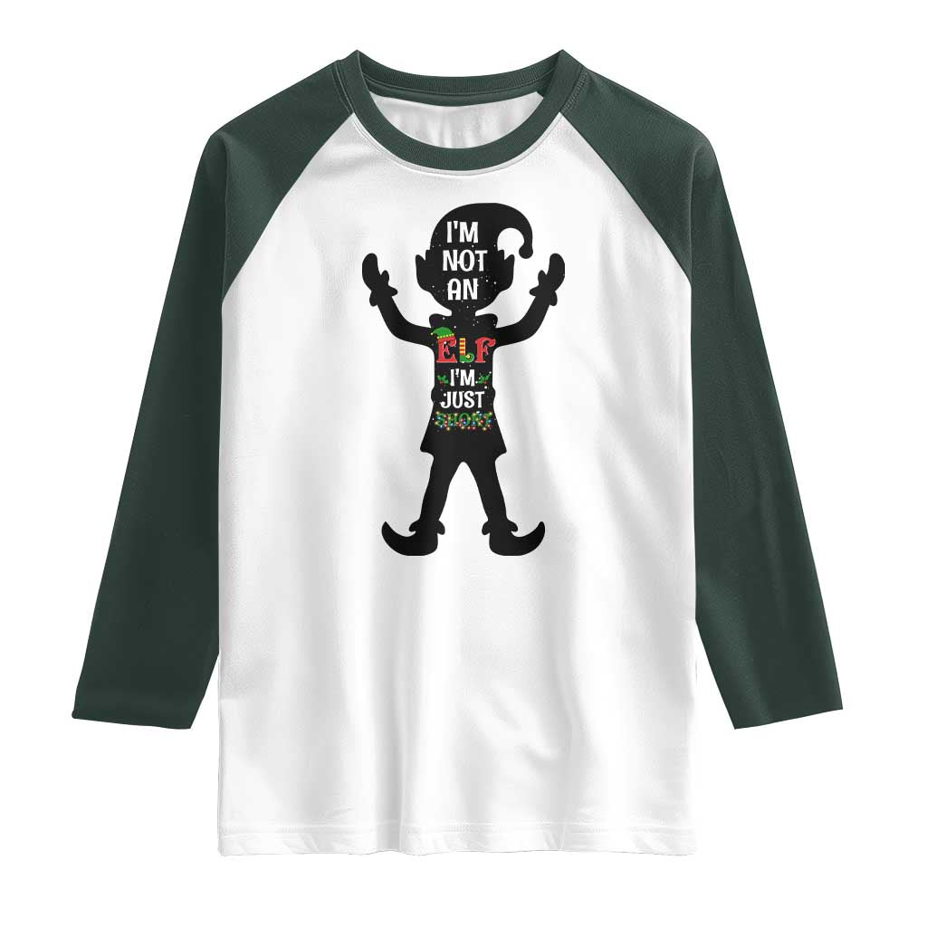 Funny Christmas Matching Family Raglan Shirt I Am Not An Elf Im Just Short - Wonder Print Shop