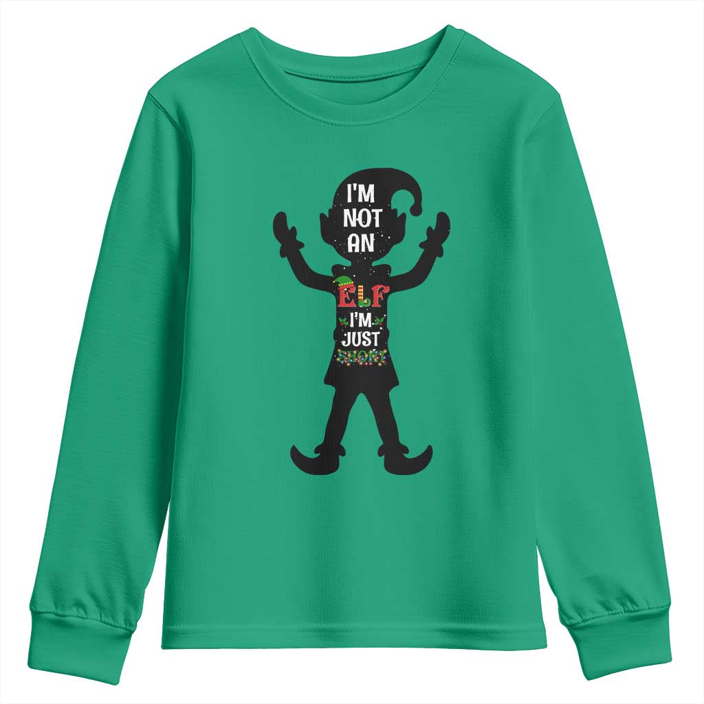 Funny Christmas Matching Family Youth Sweatshirt I Am Not An Elf Im Just Short - Wonder Print Shop