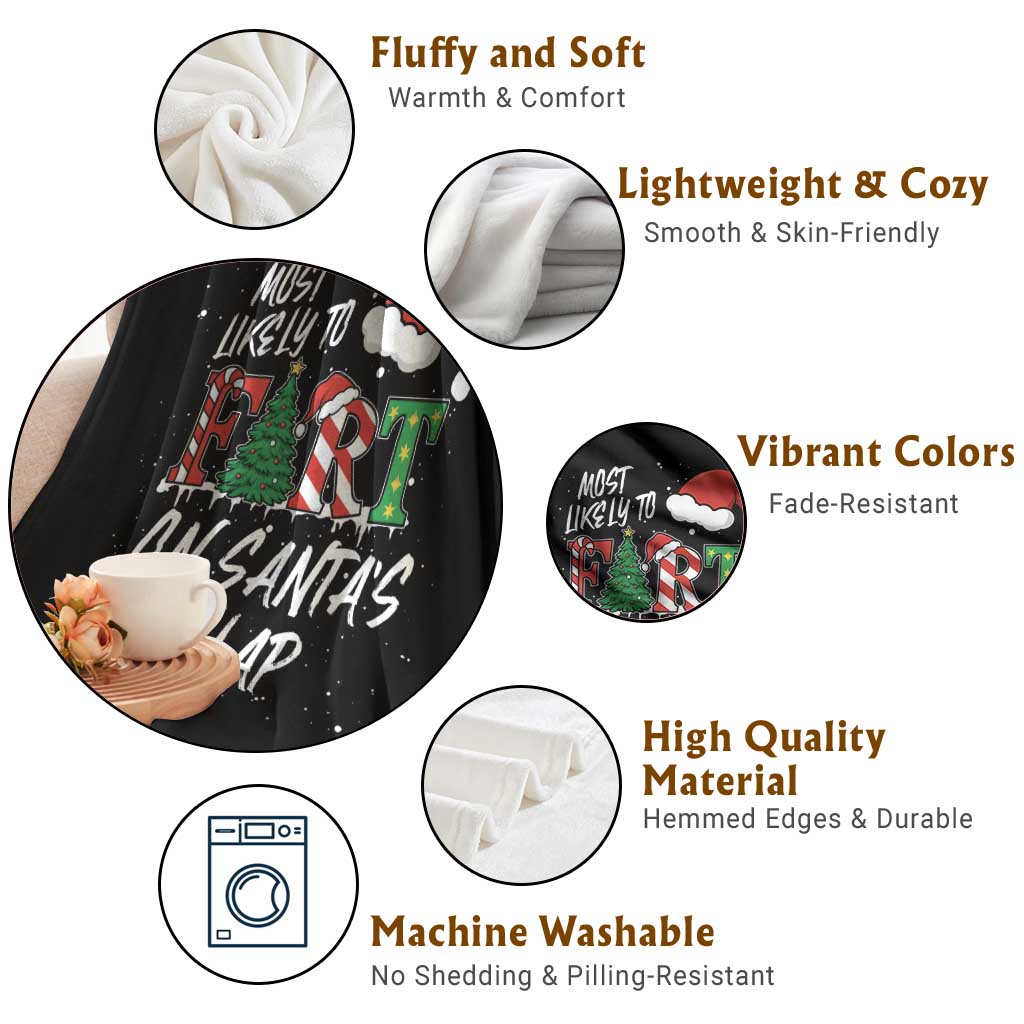 Funny Christmas Matching Family Throw Blanket Most Likely To Fart On Santa Lap - Wonder Print Shop